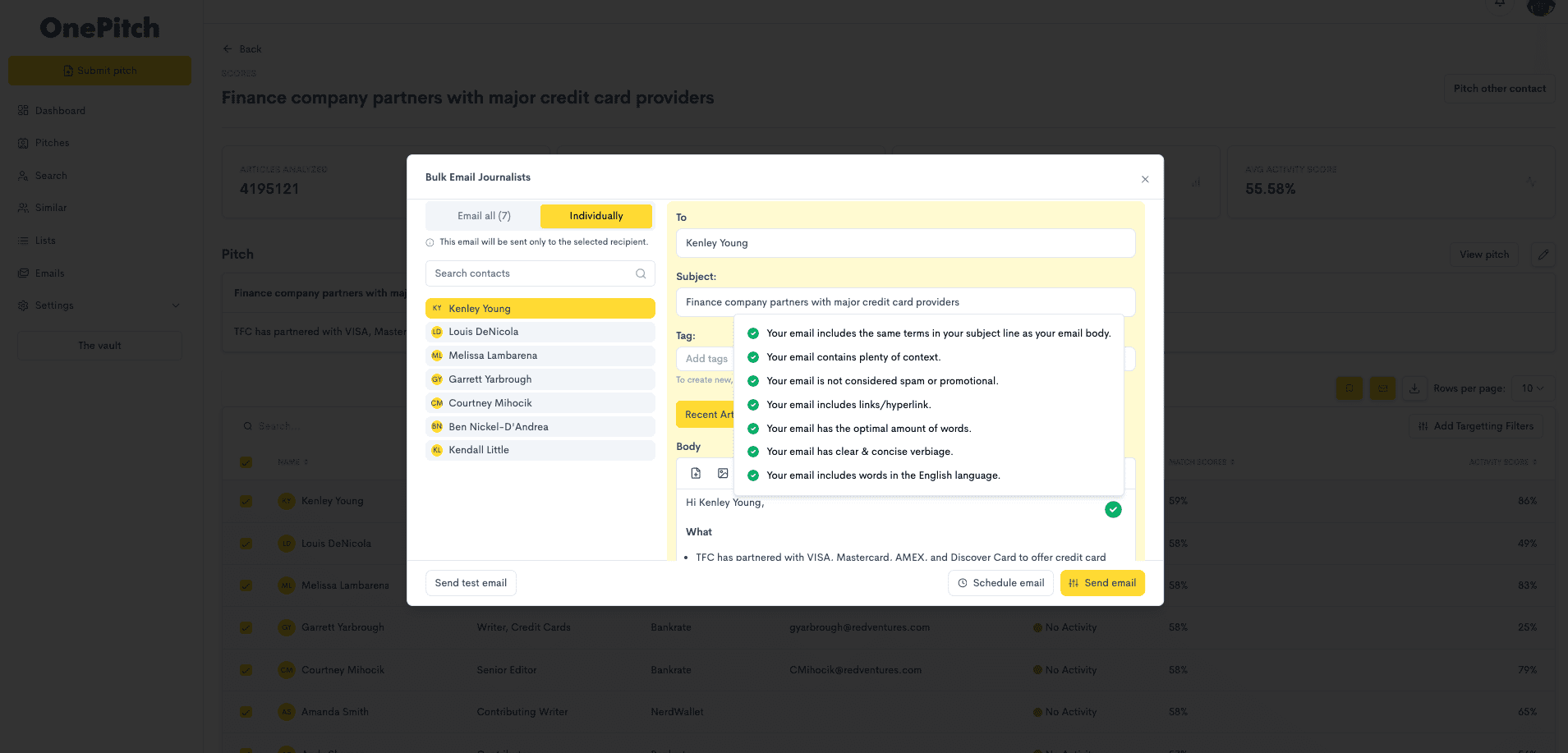 OnePitch email tracking PR technology